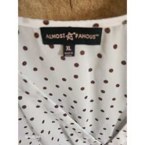 Almost Famous women's Elegant XL cream colored blouse with brown polka dots!